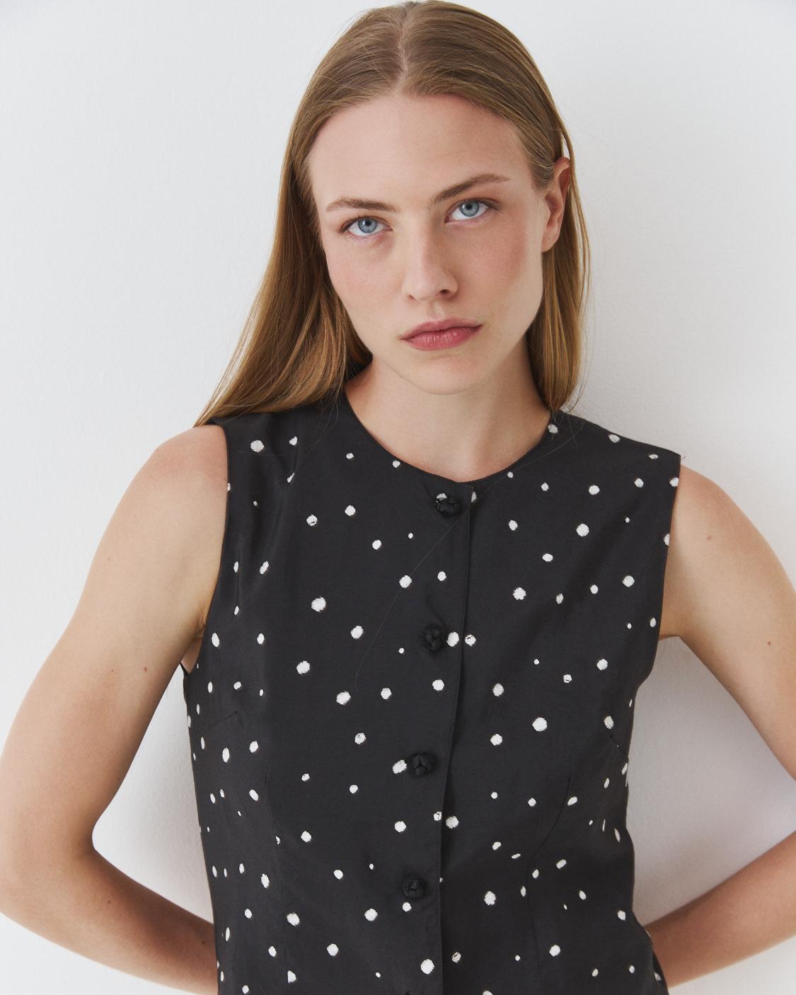 POLKA DOT FABRIC BUTTON VEST