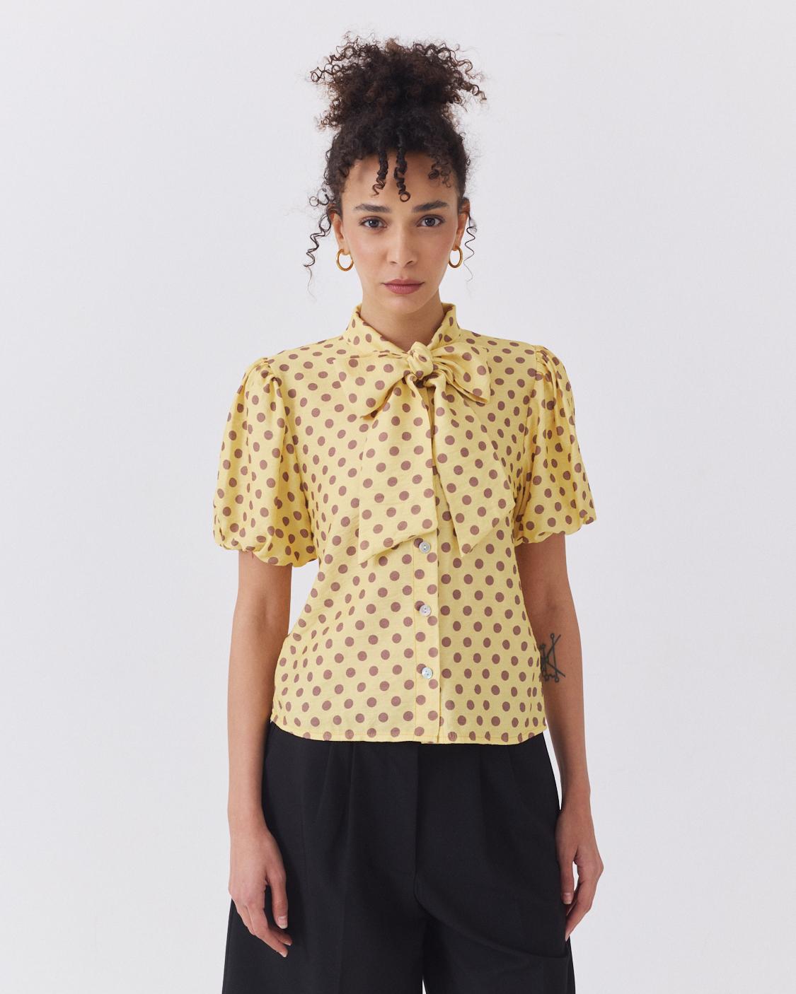 POLKA DOT PUFF SLEEVE BLOUSE