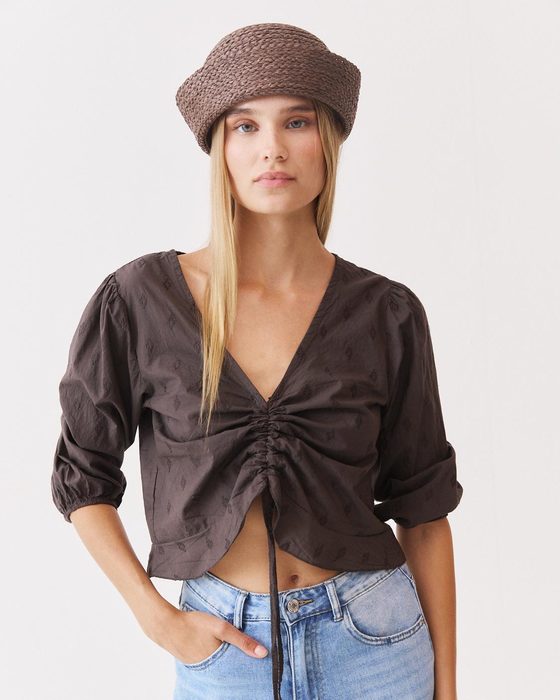 TOP ESCOTE PICO FRUNCIDO