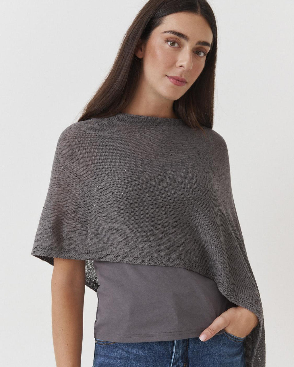 KNIT ASYMMETRIC CAPE