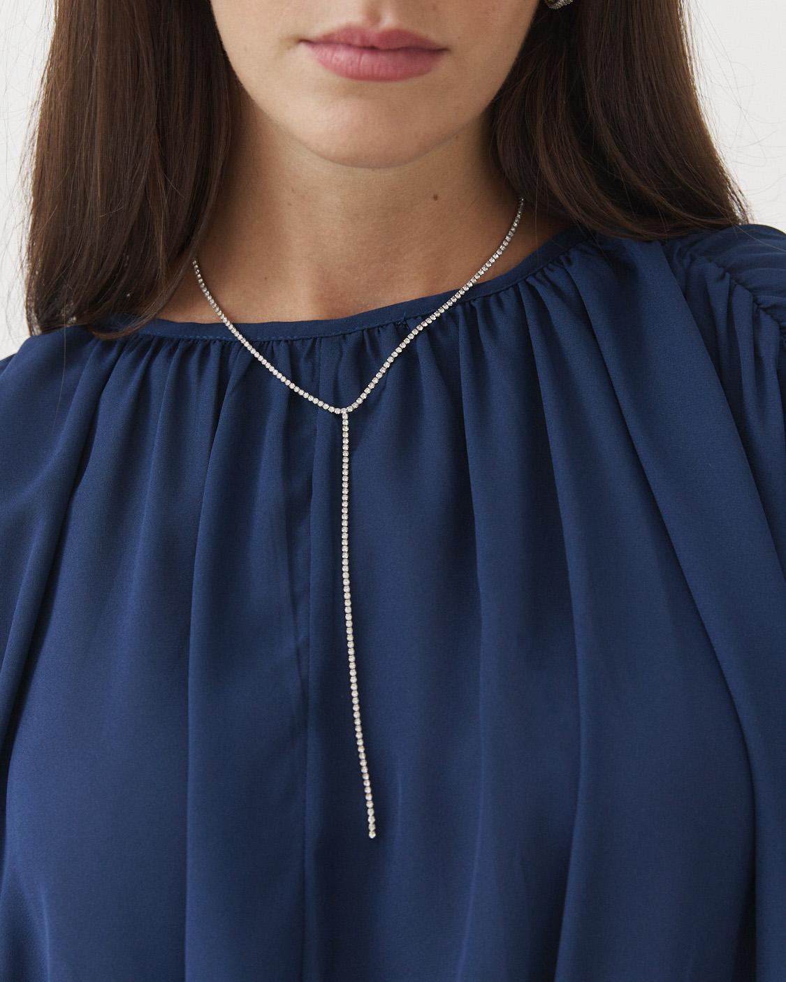 COLLAR PLATEADO BRILLANTES TIPO Y