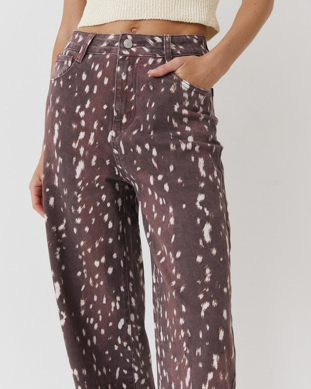 ANIMAL PRINT WIDE LEG PANTS