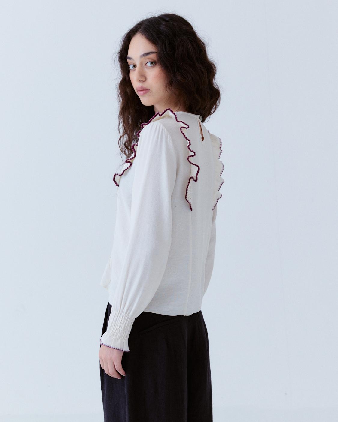 BLUSA VOLANTES NIDO DE ABEJA