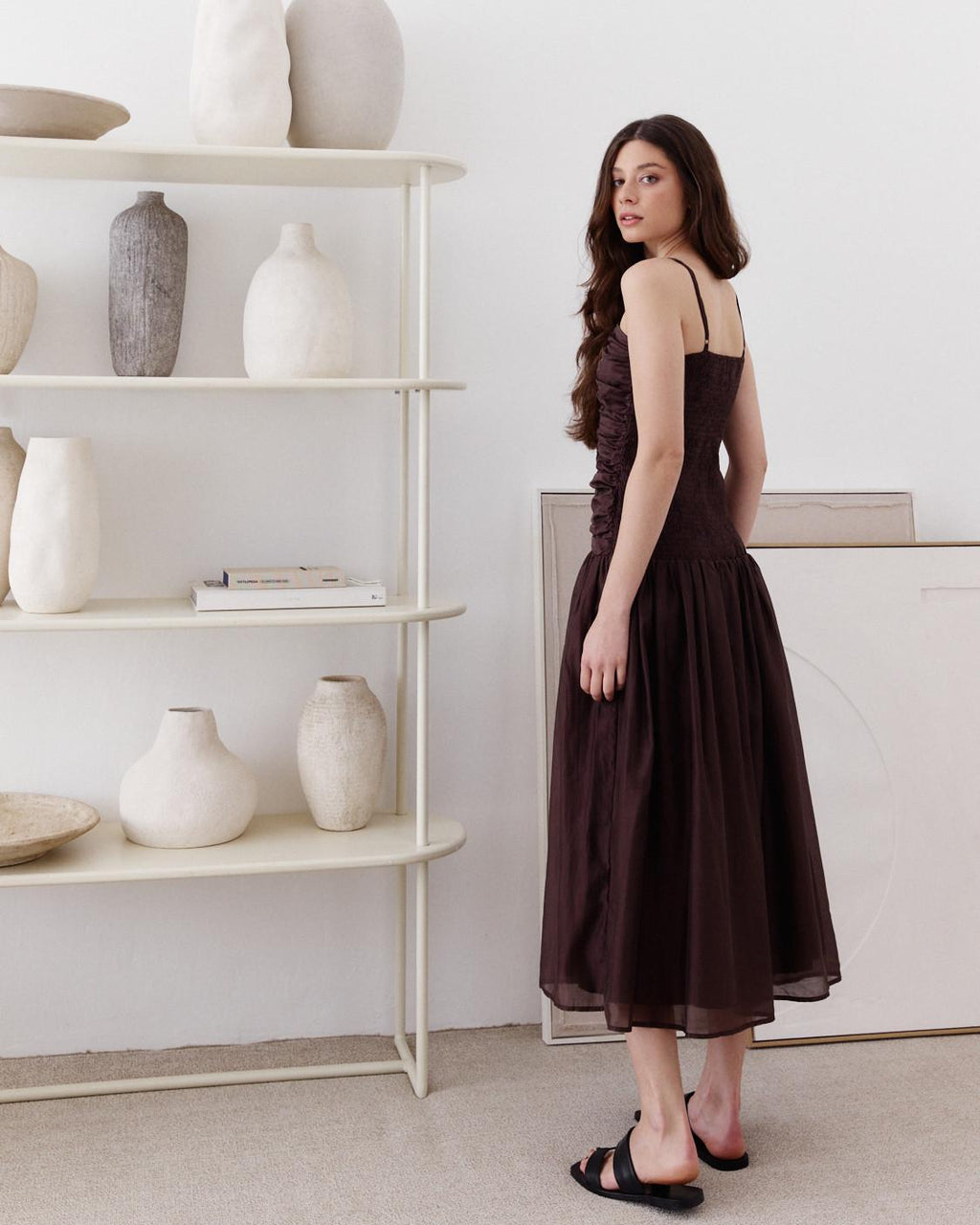 VESTIDO MIDI FRUNCIDO