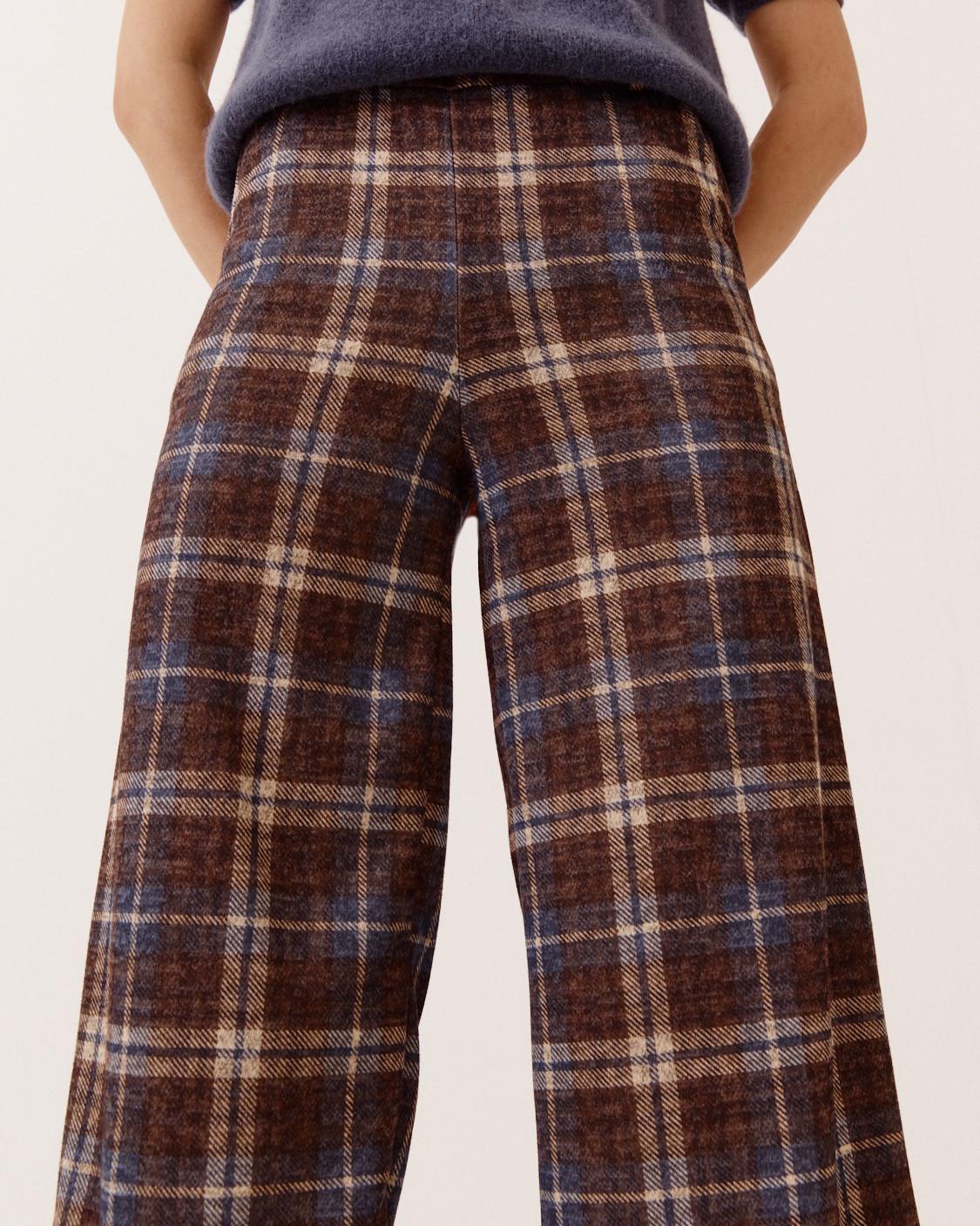 WIDE-LEG TARTAN TROUSERS