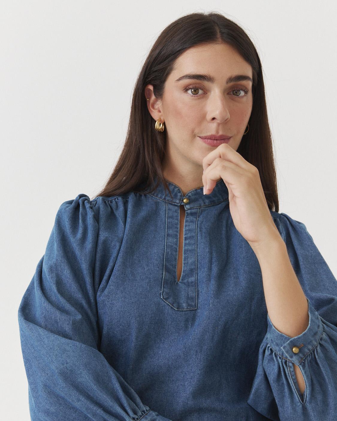 BLUSA DENIM CUELLO MAO