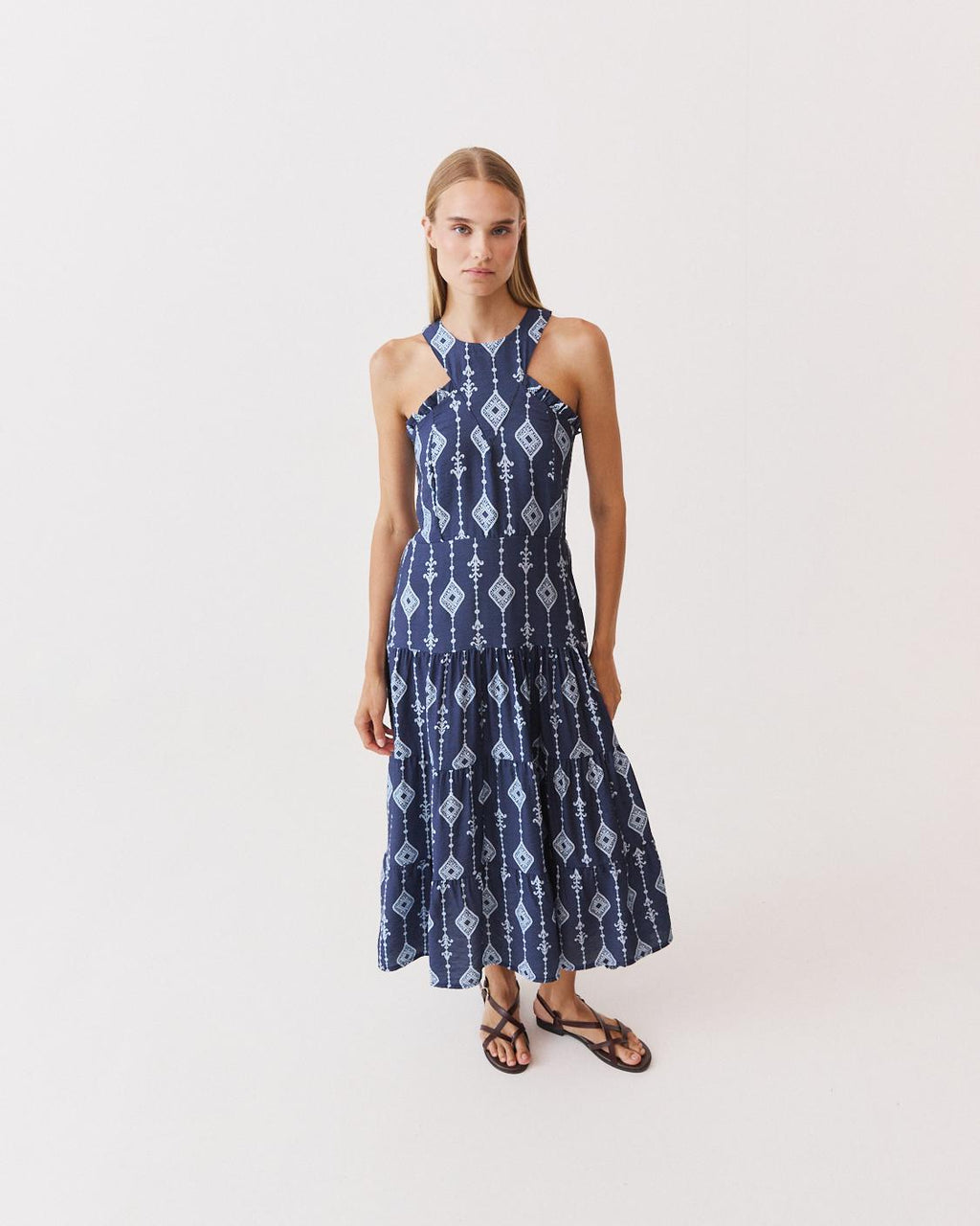 PRINTED RUFFLED MAXI DRESS