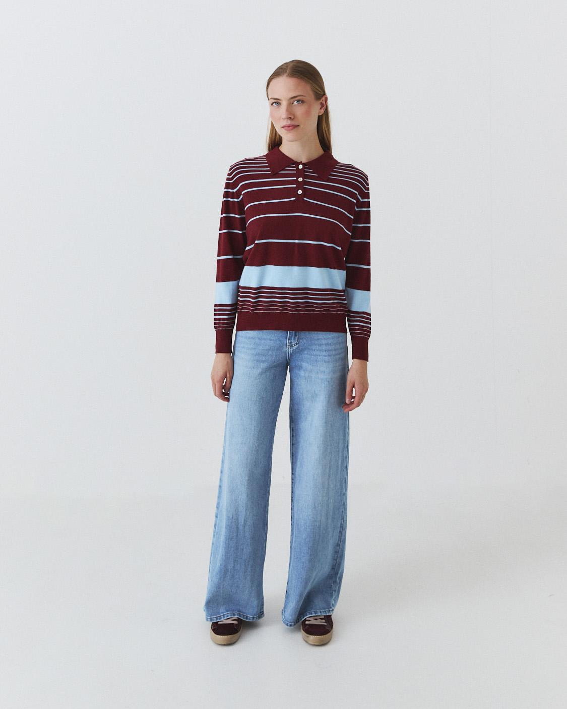 STRIPED KNIT POLO SHIRT
