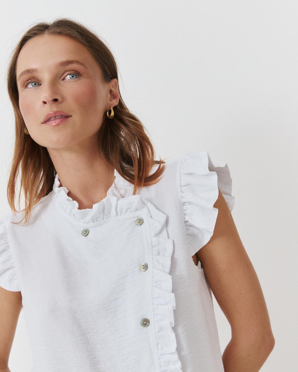 BLUSA MINI VOLANTES BOTONES