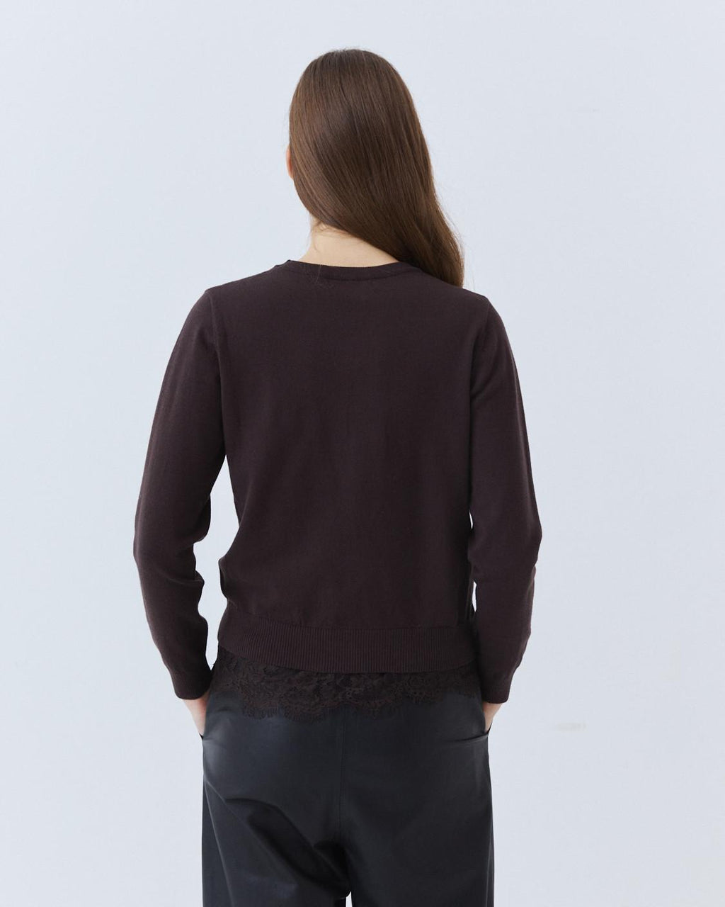 KNIT SWEATER WITH LACE HEM