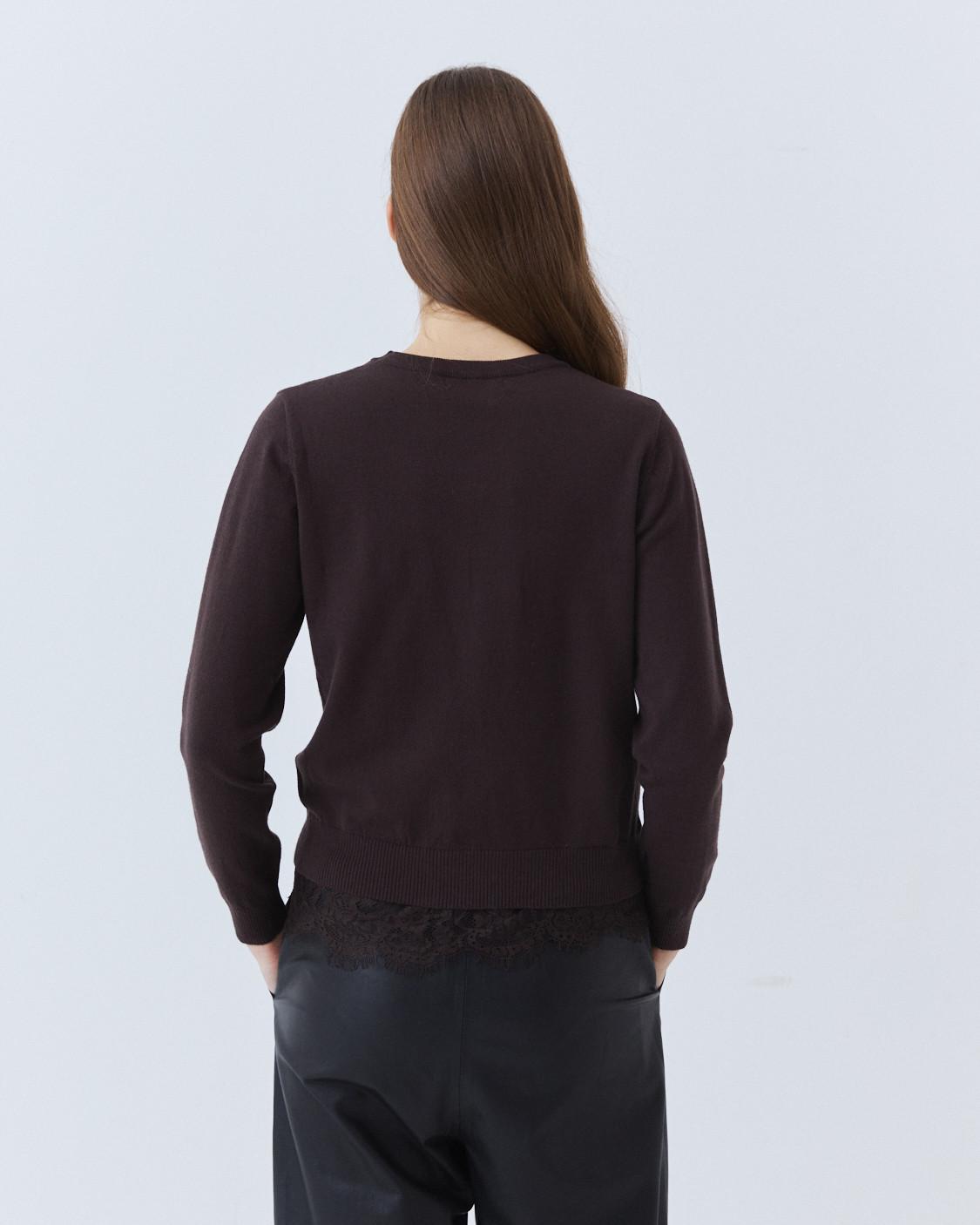 KNIT SWEATER WITH LACE HEM