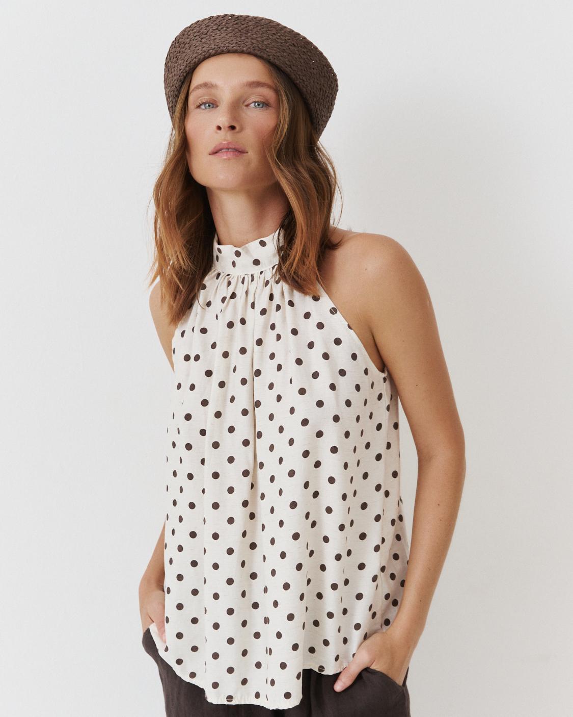 POLKA DOT HALTER TOP