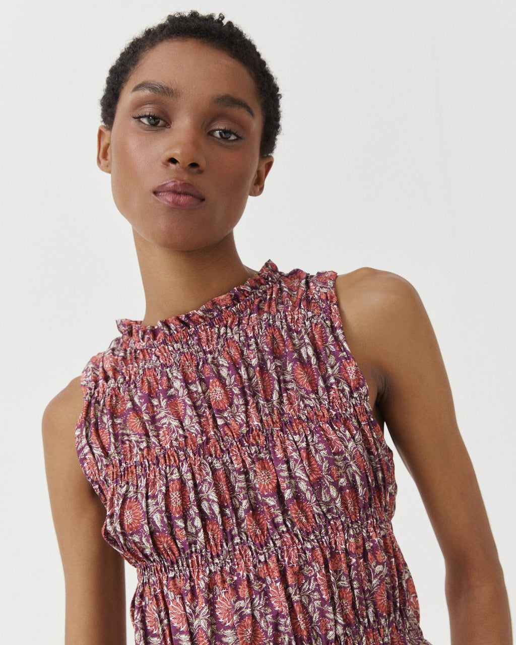 RUFFLED PRINTED TOP
