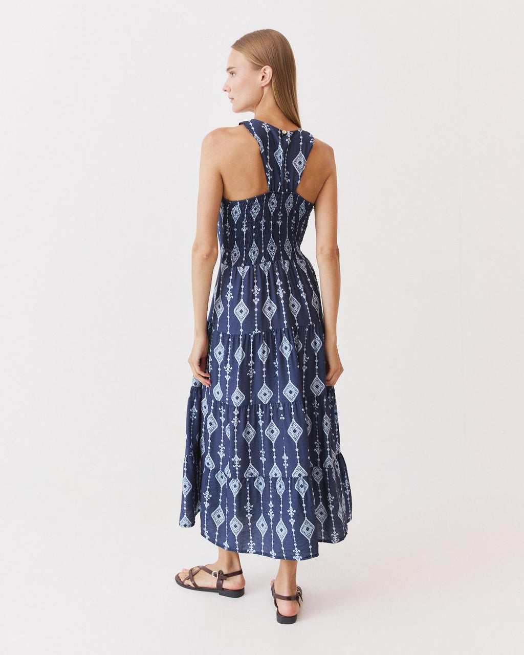PRINTED RUFFLED MAXI DRESS