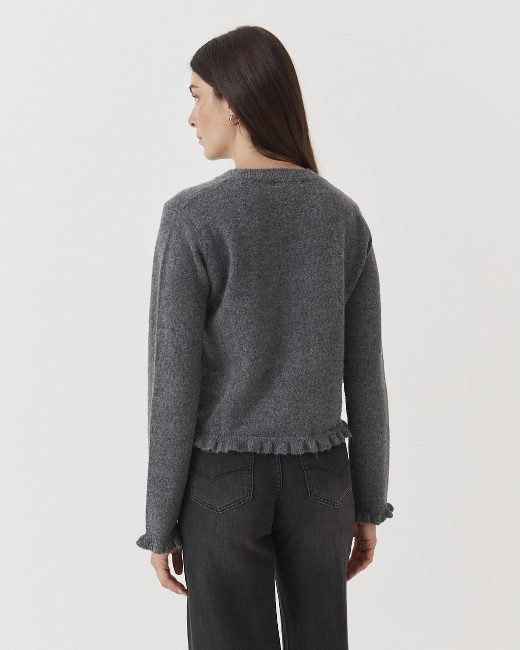 RUFFLED KNIT CARDIGAN