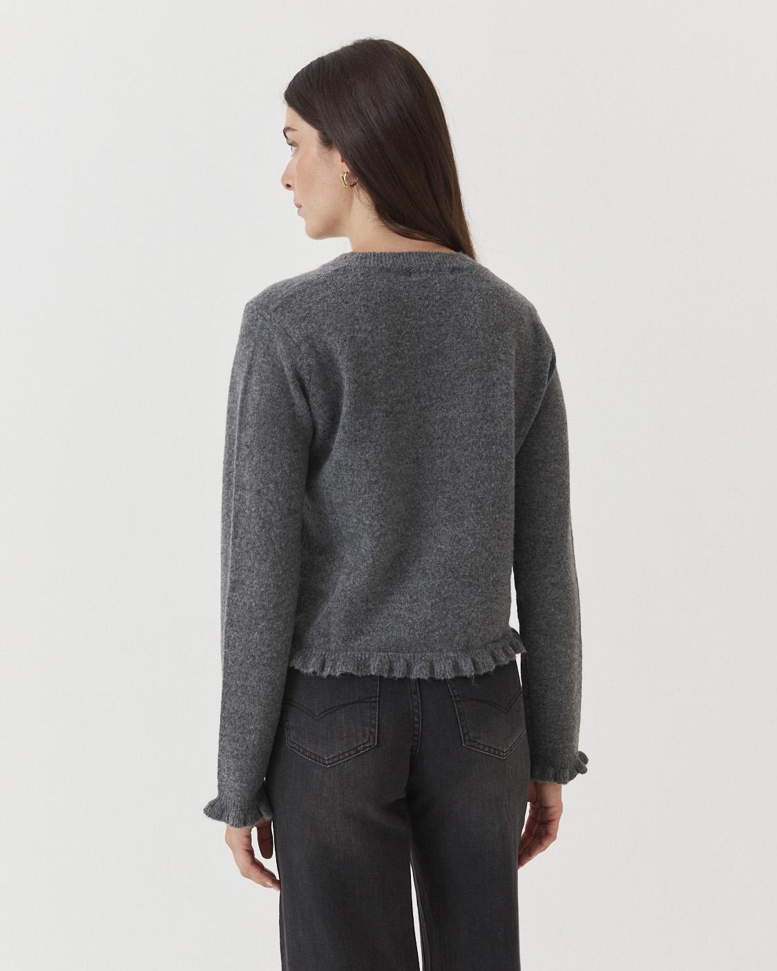 RUFFLED KNIT CARDIGAN