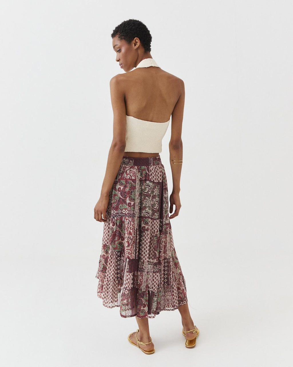 FALDA MIDI ESTAMPADA ASIMÉTRICA