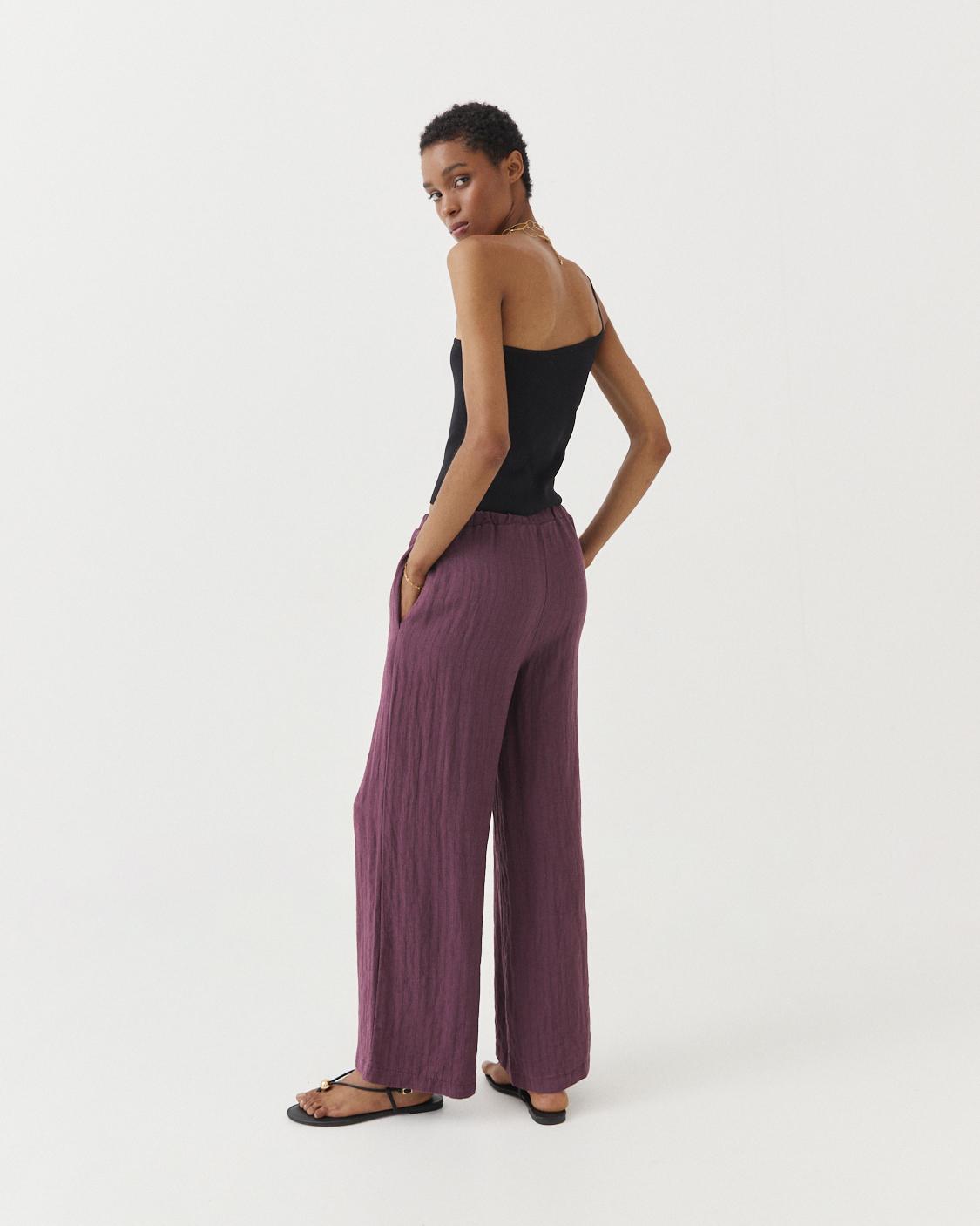 STRIPED WIDE-LEG PANTS
