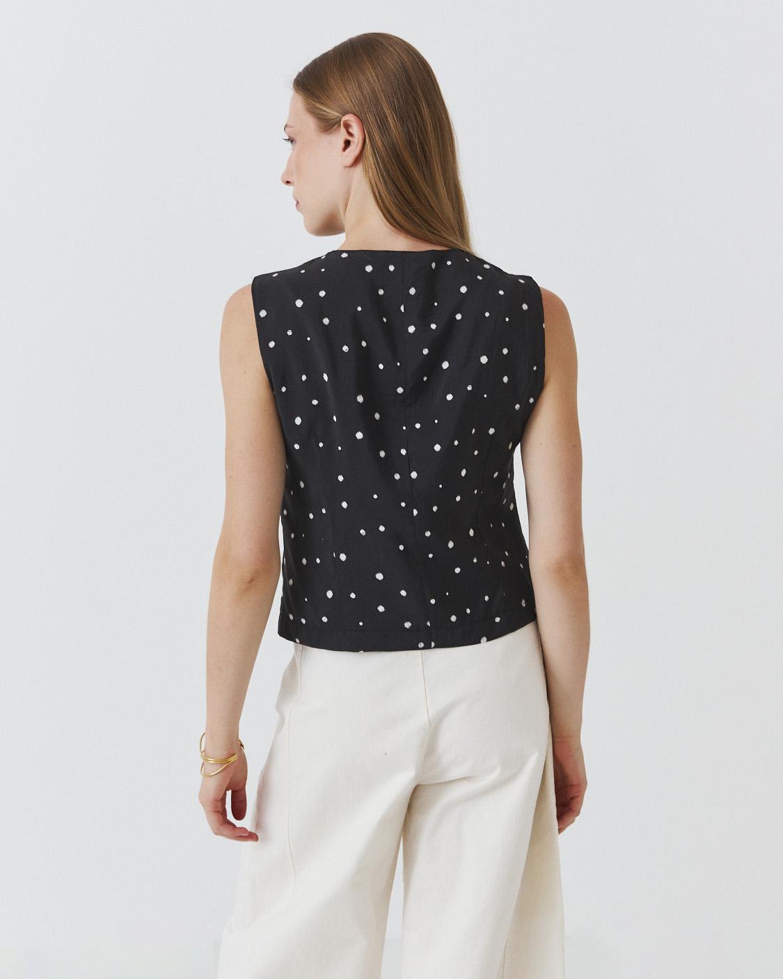 POLKA DOT FABRIC BUTTON VEST
