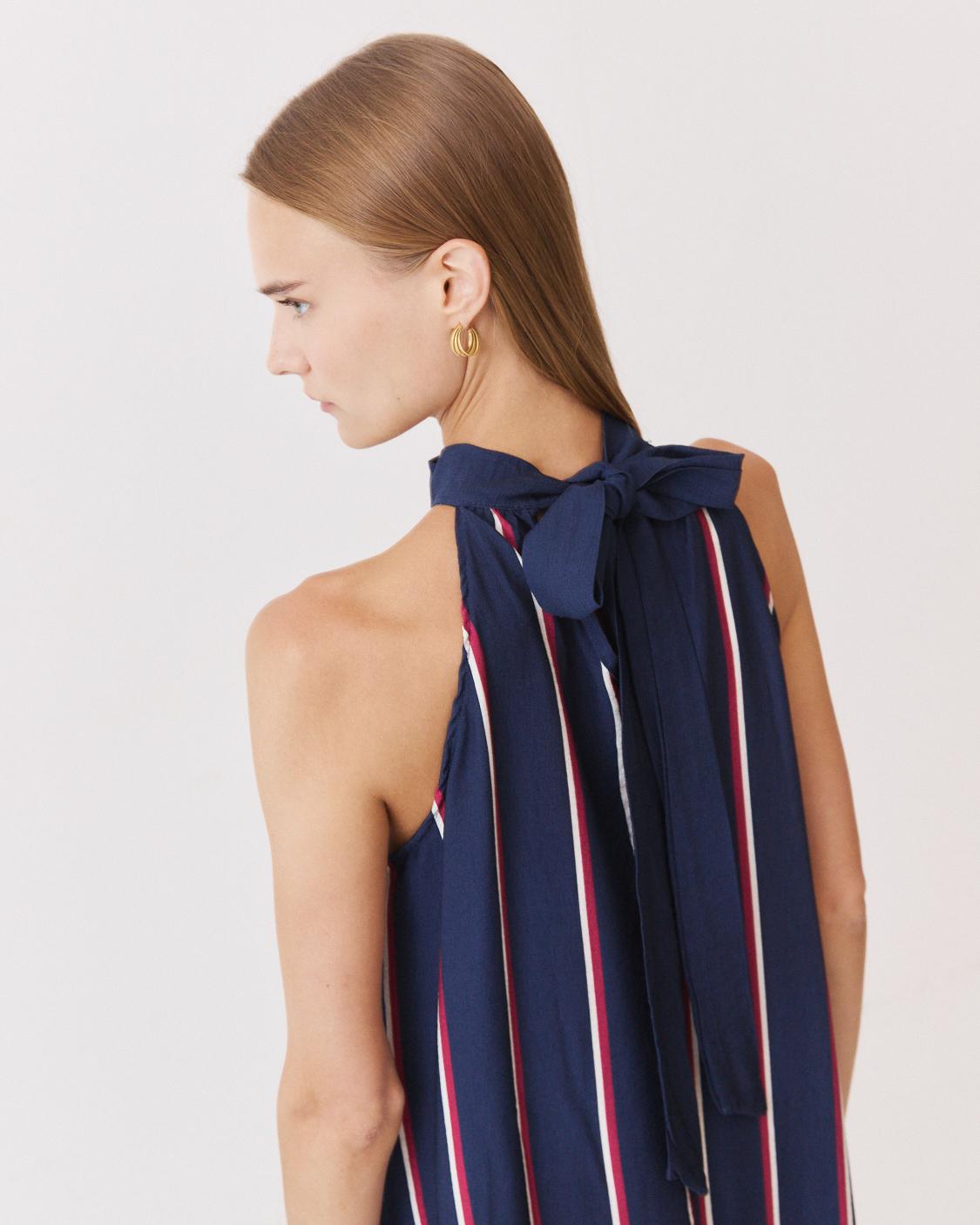 STRIPED HALTER MAXI DRESS