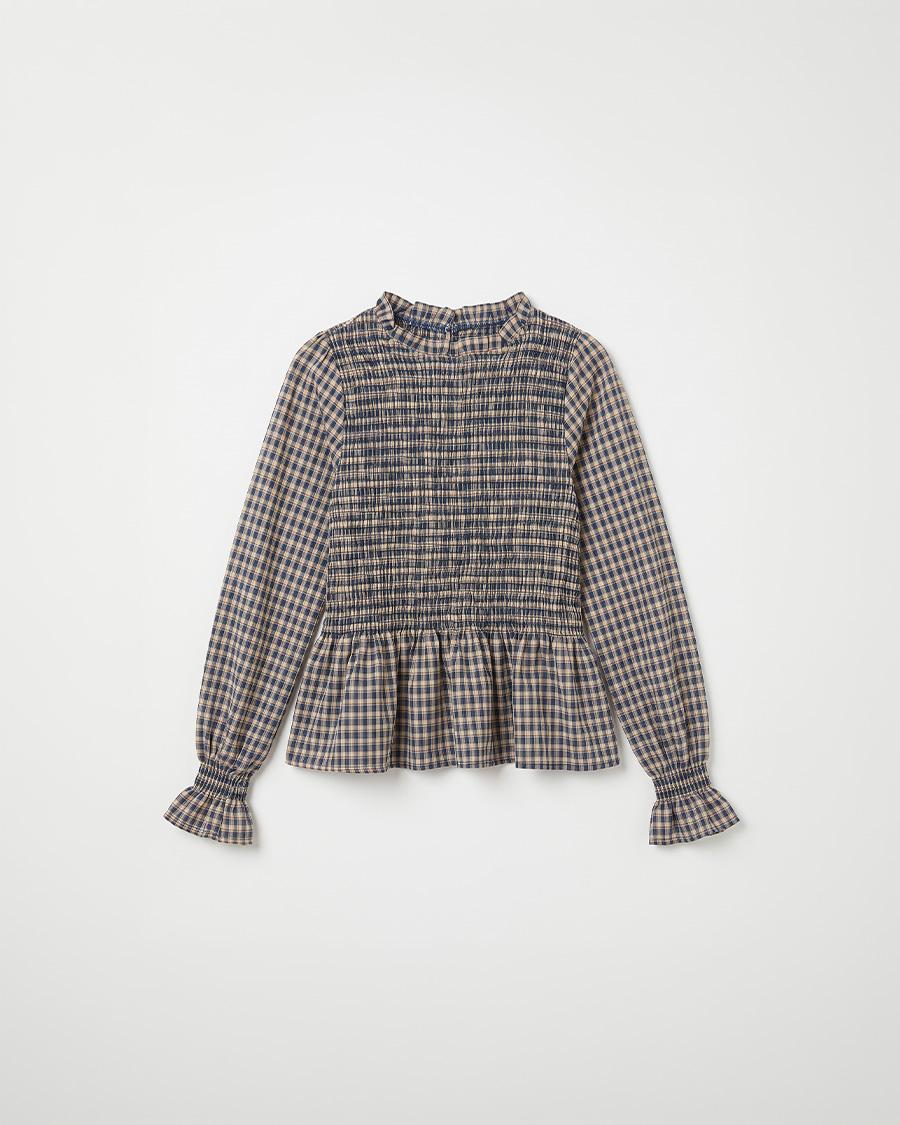 SMOCKED PEPLUM BLOUSE