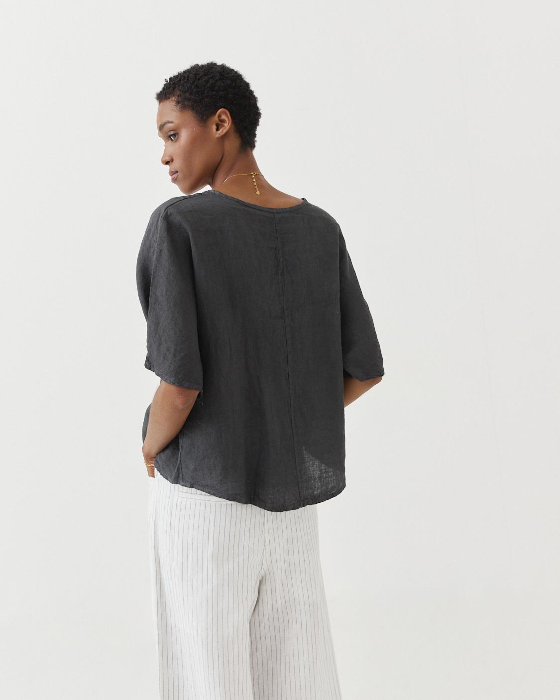 BLUSA LINO CUELLO V
