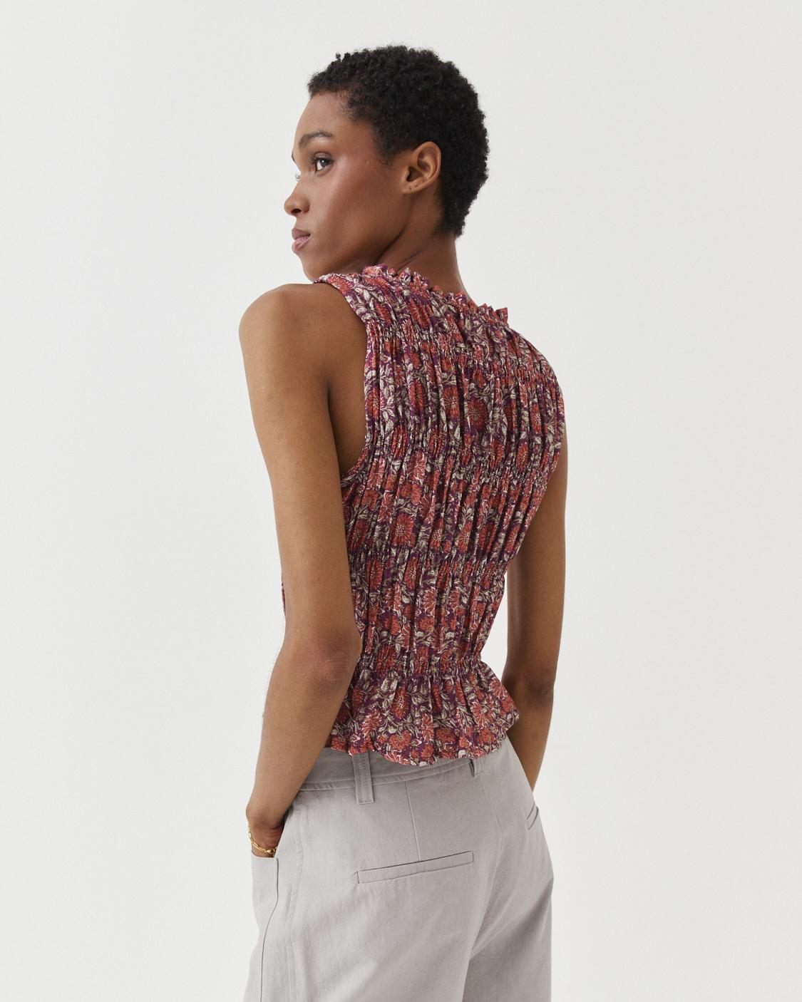 RUFFLED PRINTED TOP