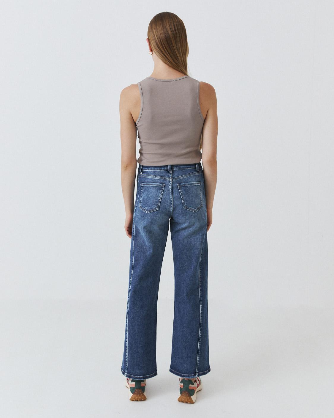 JEANS WIDE LEG COSTURA FRONTAL