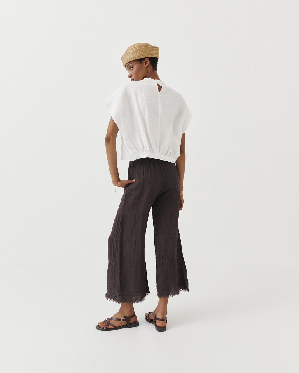 PANTALÓN LINO FLECOS WIDE LEG