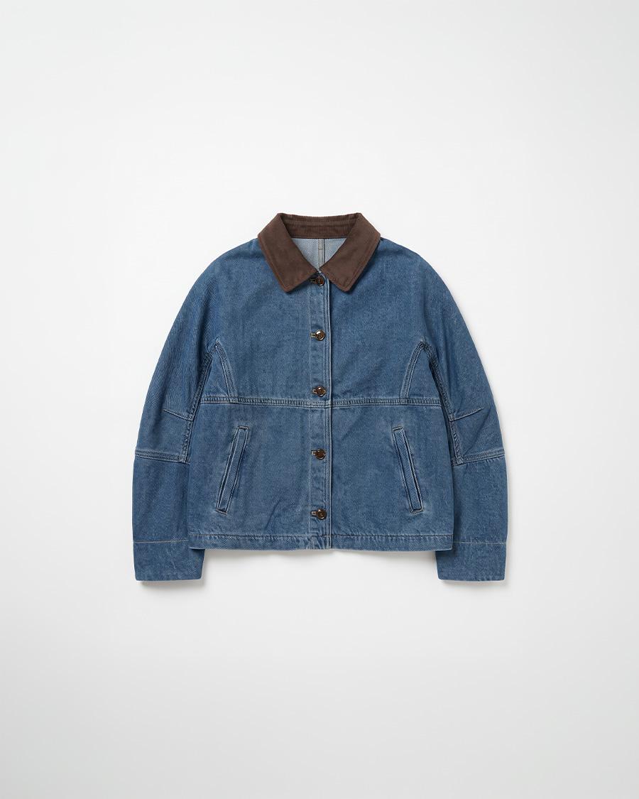 CONTRAST COLLAR DENIM JACKET