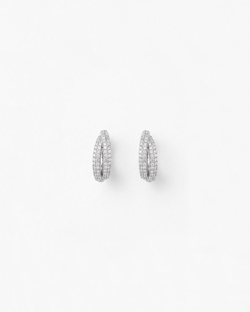 SCREW-BACK CUBIC ZIRCONIA HOOP EARRINGS