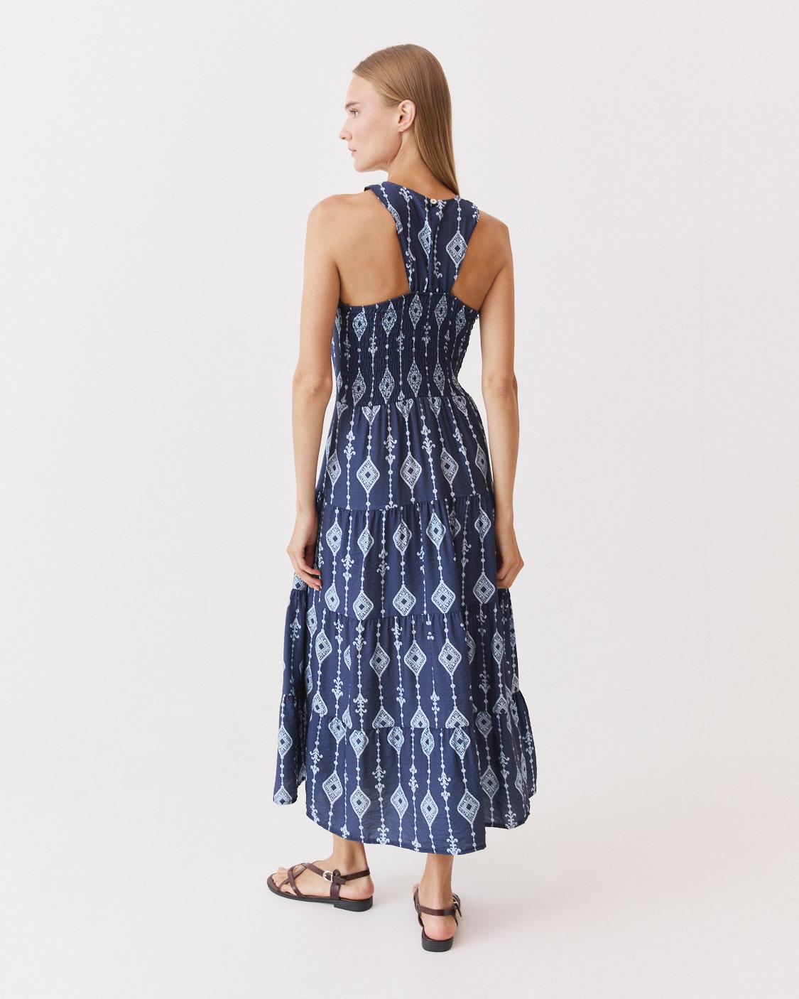 PRINTED RUFFLED MAXI DRESS