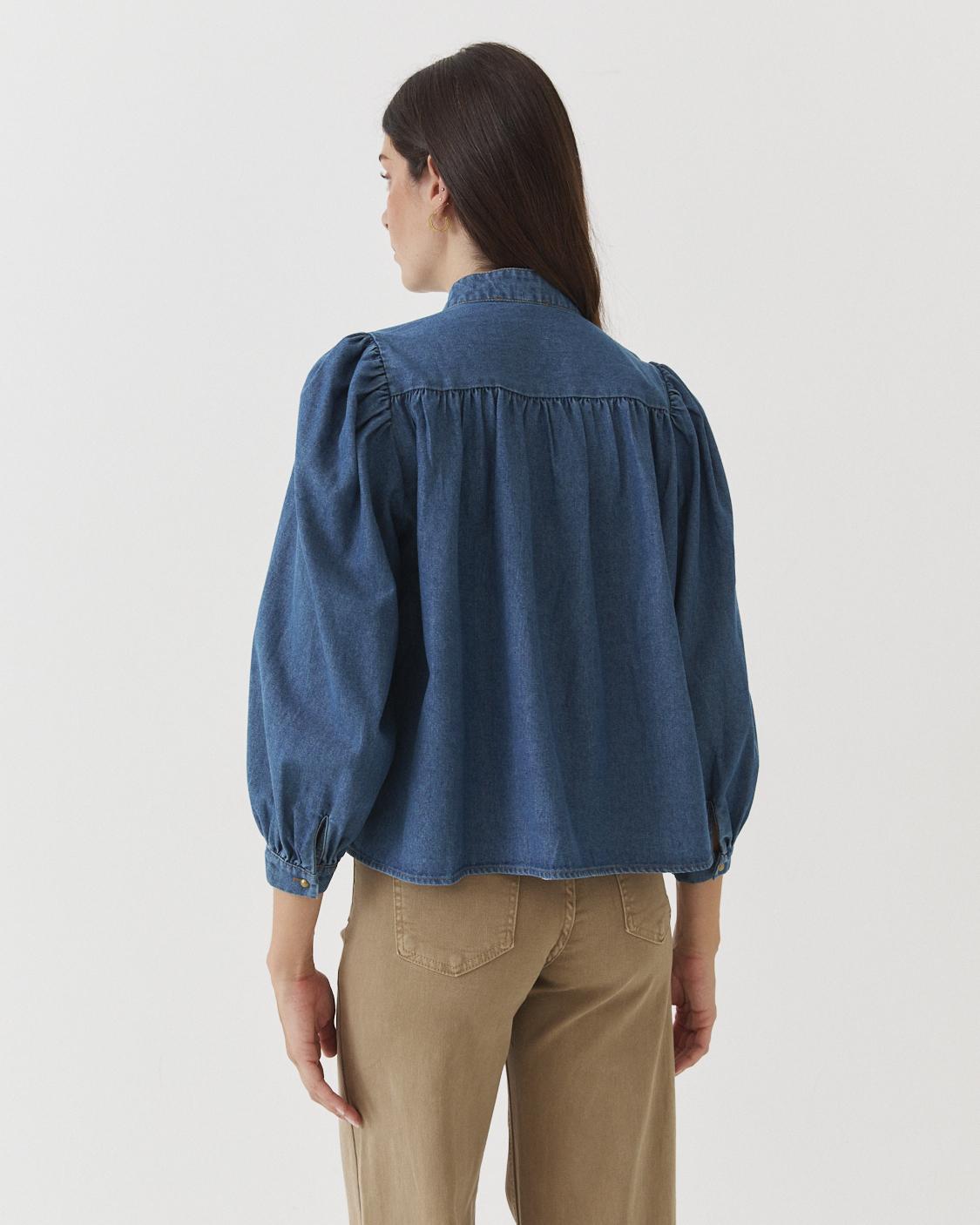 BLUSA DENIM CUELLO MAO