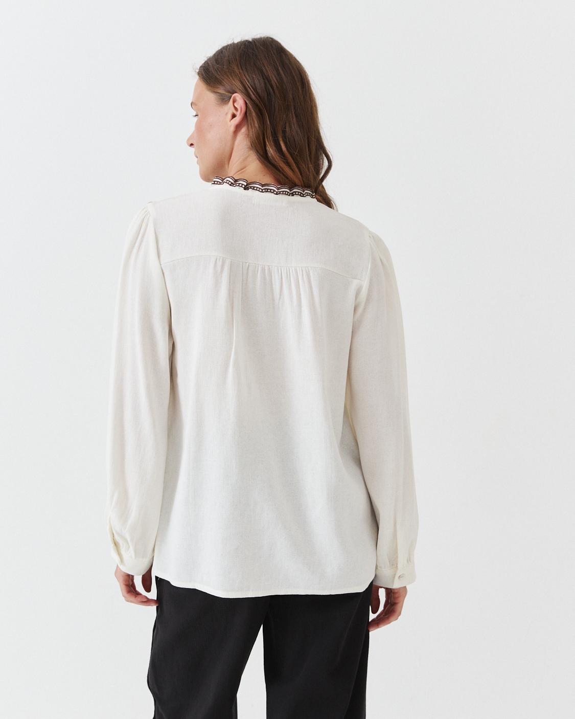 EMBROIDERED MANDARIN COLLAR SHIRT