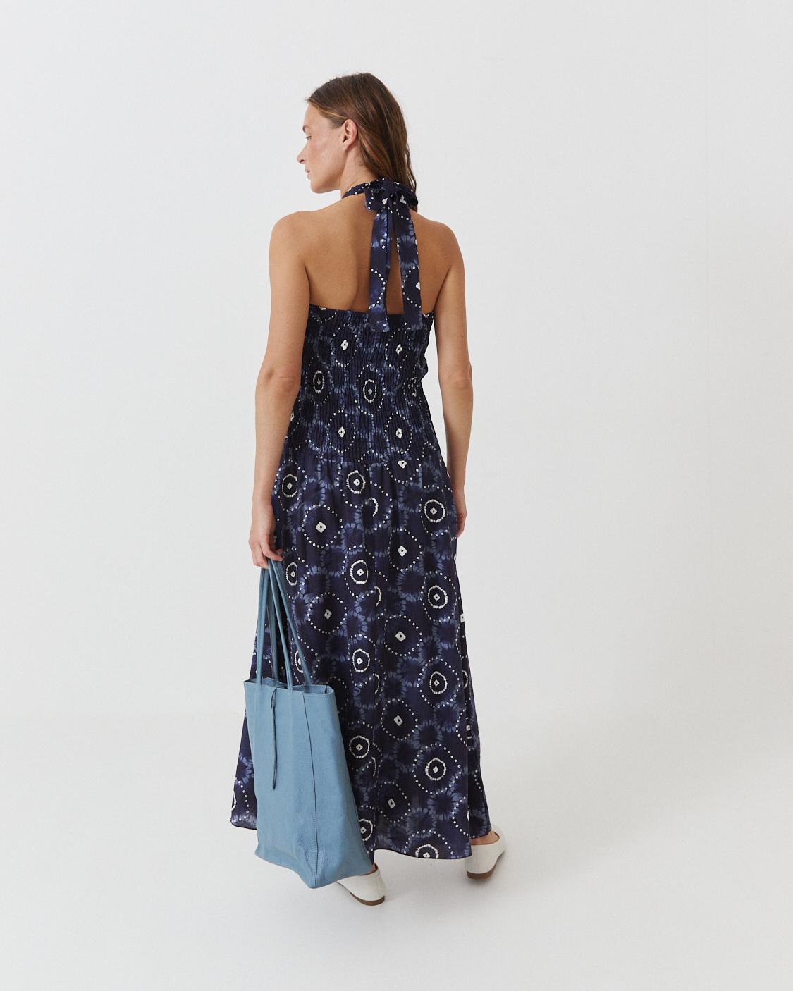 GEOMETRIC HALTER MAXI DRESS