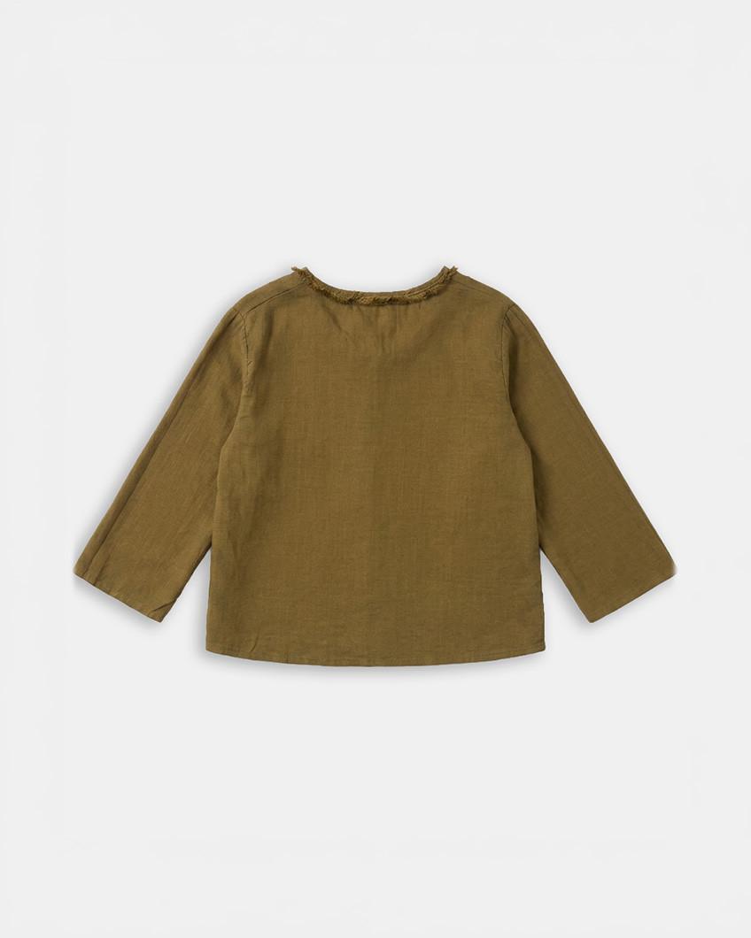 BLUSA LINO ESCOTE FLECOS