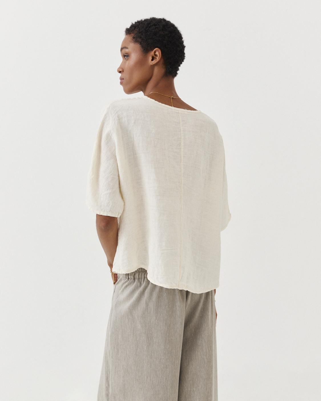BLUSA LINO CUELLO V