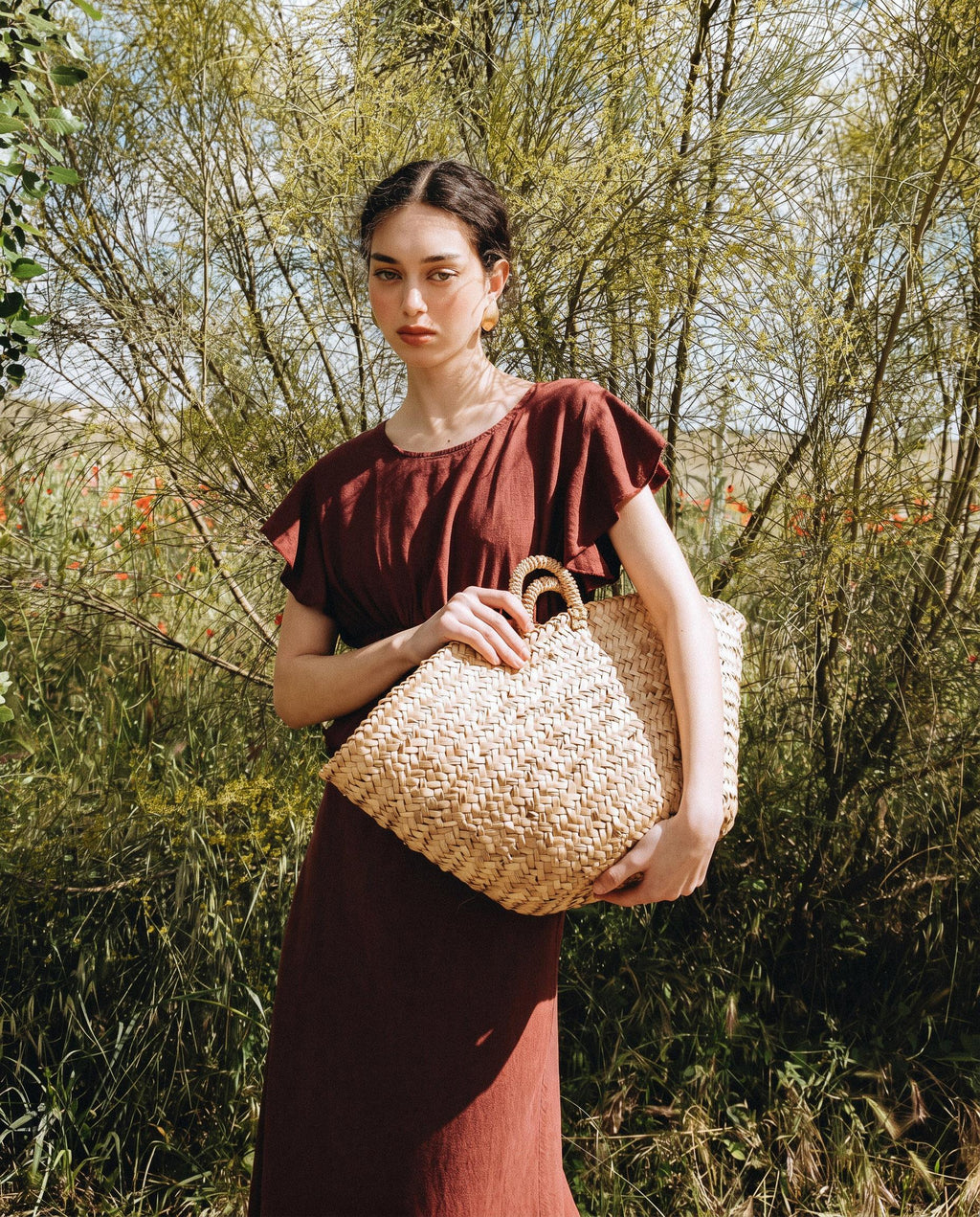 LONG A-LINE LINEN SKIRT