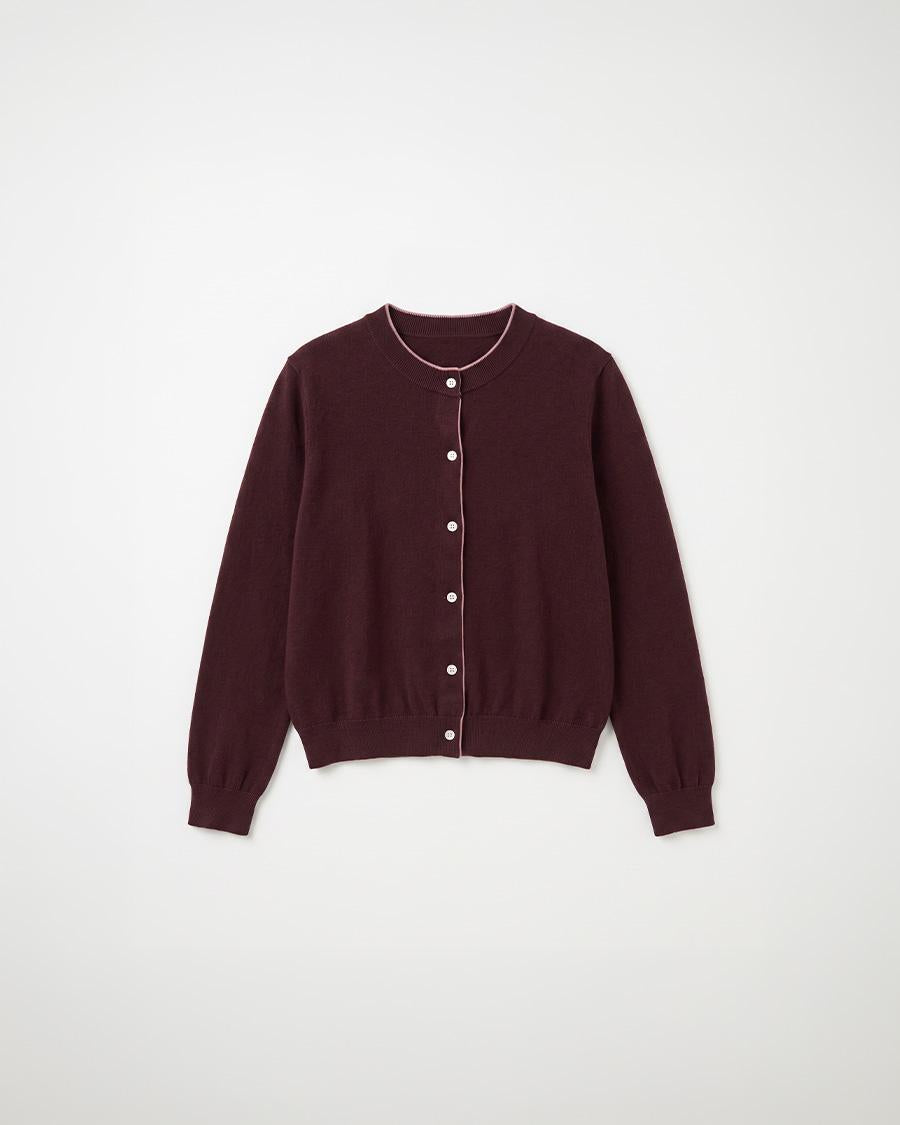 CONTRAST TRIM KNIT CARDIGAN