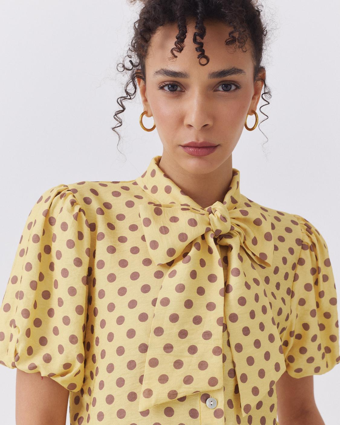 POLKA DOT PUFF SLEEVE BLOUSE