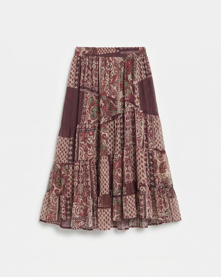 FALDA MIDI ESTAMPADA ASIMÉTRICA