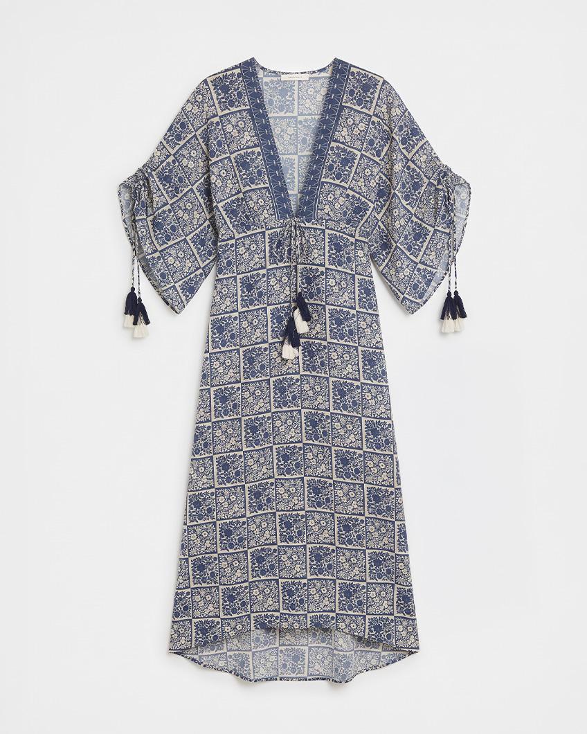 FLORAL KIMONO SLEEVE MAXI DRESS