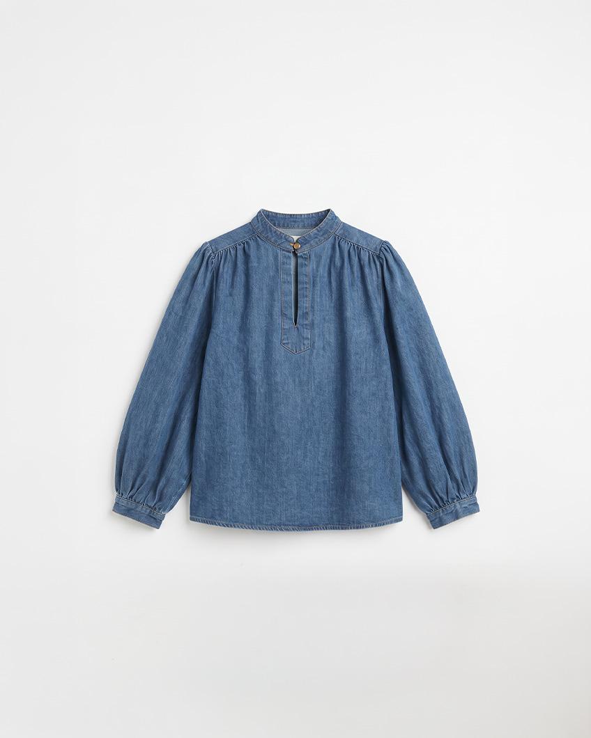BLUSA DENIM CUELLO MAO