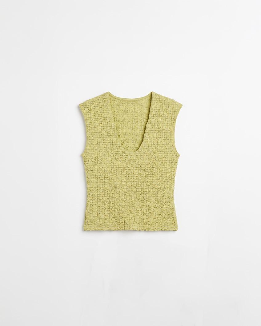 V-NECK GATHERED TOP