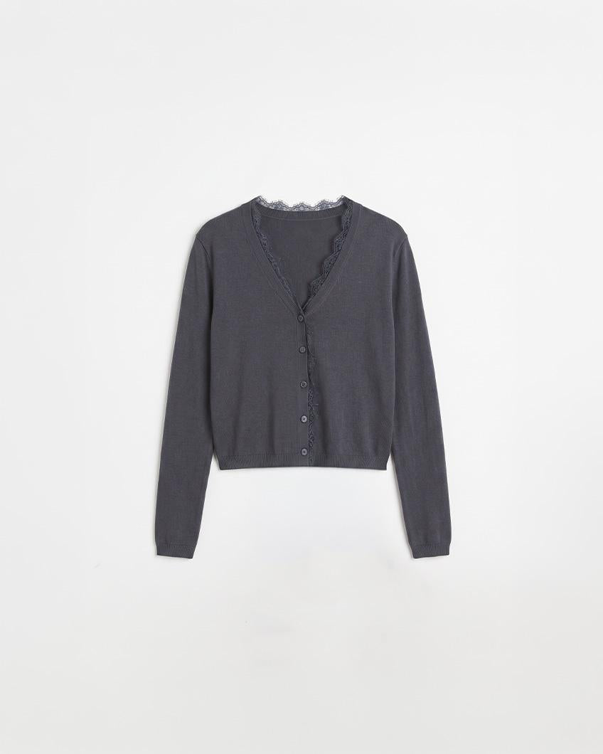 CARDIGAN CUELLO PICO ENCAJE