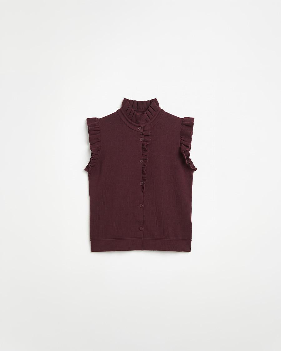 HIGH-NECK RUFFLE KNIT VEST