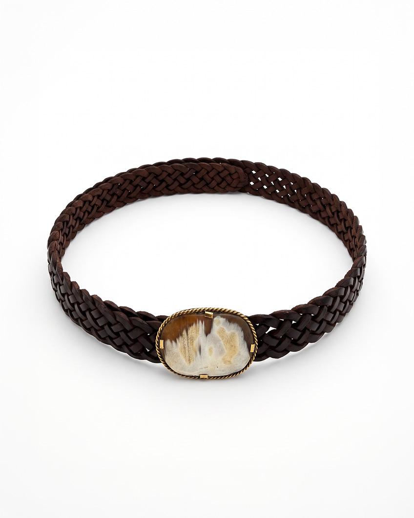 BRAIDED BELT WITH MOTHER-OF-PEARL BUCKLE