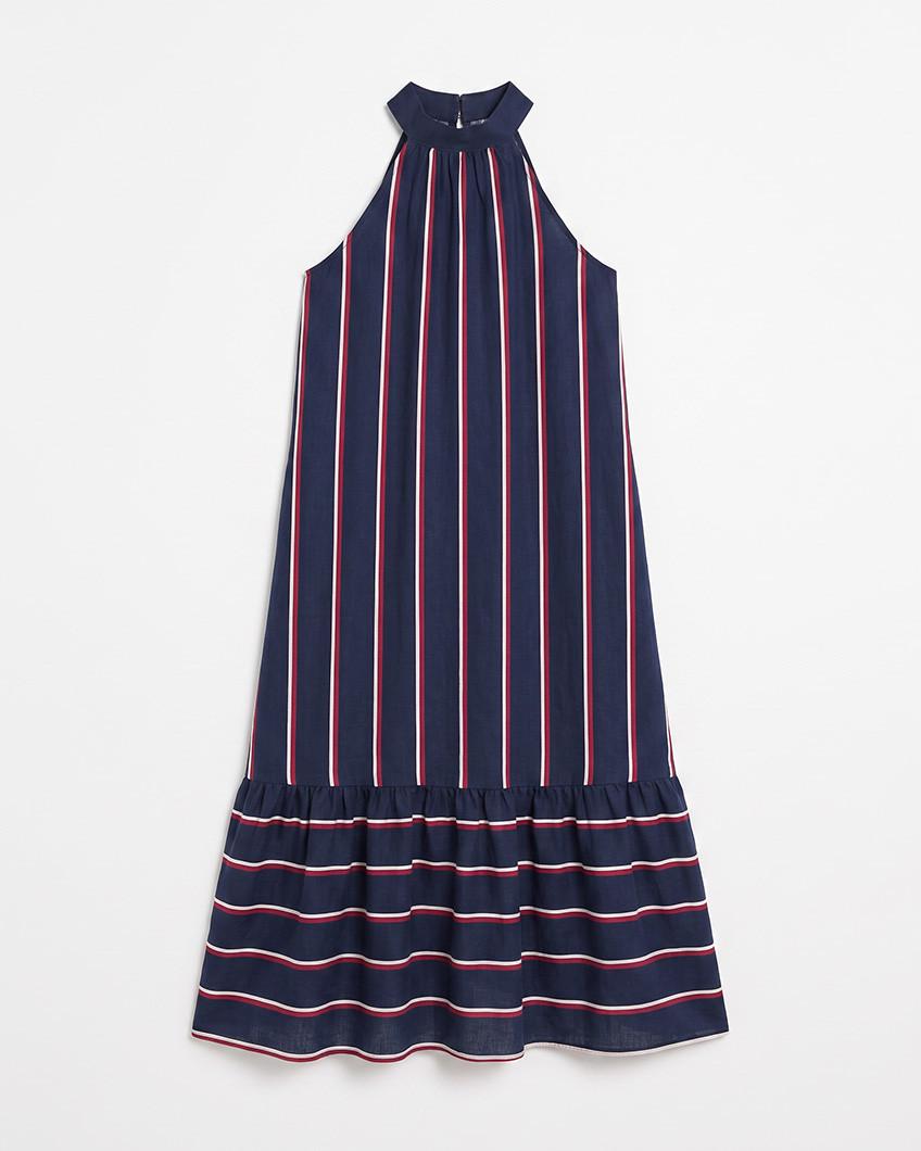 STRIPED HALTER MAXI DRESS