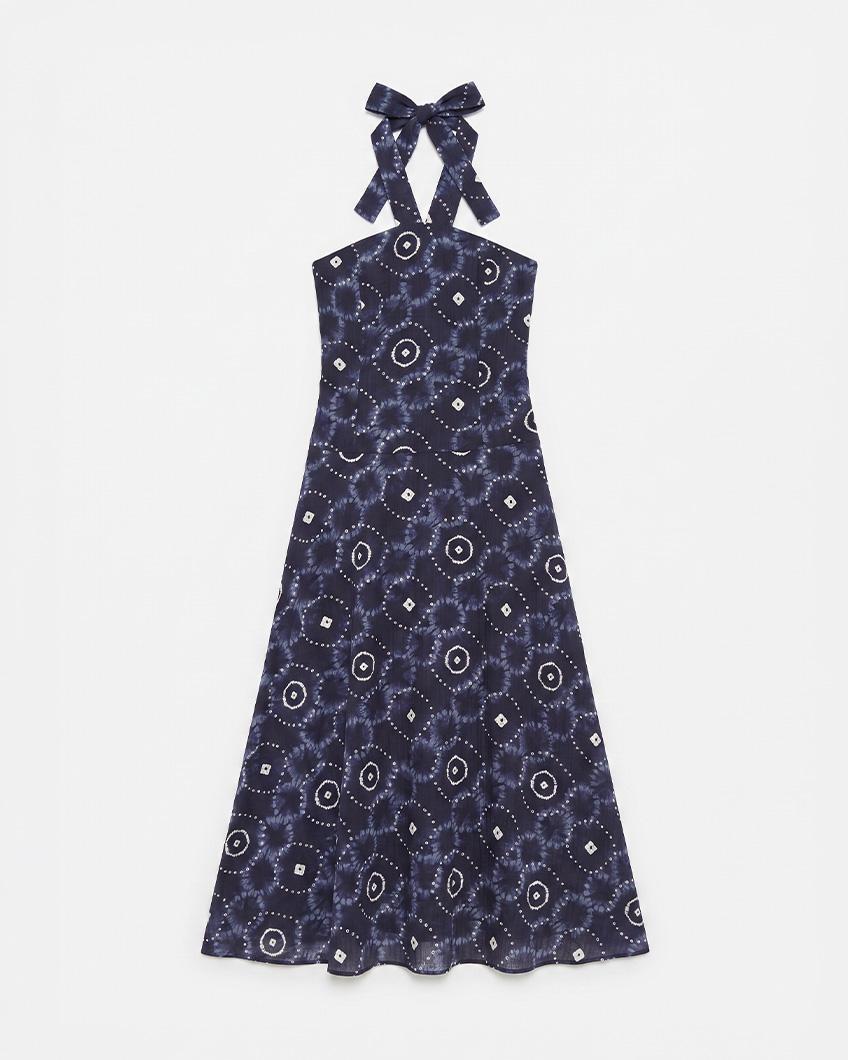 GEOMETRIC HALTER MAXI DRESS