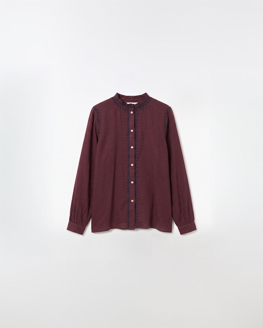 EMBROIDERED MANDARIN COLLAR SHIRT